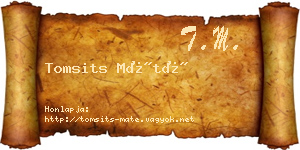Tomsits Máté névjegykártya
